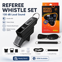 Kit de sifflet d'arbitre professionnel 130 dB, sifflet sportif sans bulbe en ABS avec plusieurs accessoires de transport pour l'entraînement et les matchs