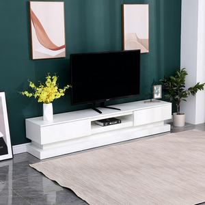 Caja de madera larga moderna para exhibición de TV, soporte para armario, mesa de TV con luz LED - Product Image 3