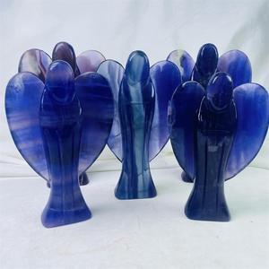 Venta caliente natural de alta calidad pulido fluorita cristal Ángel tallas <span class=keywords><strong>Reiki</strong></span> púrpura cristal Ángel para regalos Decoración - Product Image 1
