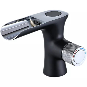 Robinet de salle de bain moderne à cascade thermostatique, monocommande, monotrou, en cuivre à faible teneur en plomb et <span class=keywords><strong>PPA</strong></span>, avec affichage numérique noir de la température - Product Image 4