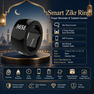 Custom OEM IP67 Waterproof Wearable Intelligent Tasbih Tally Praise Counter <b>Gift</b> Ring for Islamic Ramadan <b>Eid</b> Zikr Ring - Product Image 3