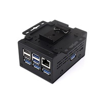 Casing Logam dengan Ruang Internal Luas untuk Raspberry Pi 5 Mendukung Pendingin Resmi dan Berbagai HAT, Dapat Dipasang di Dinding dan Rel