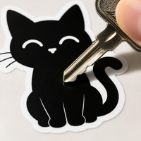 Lot d'autocollants personnalisés motif chat noir minimaliste, découpés avec bordure blanche, mignons pour ordinateur portable, bouteille d'eau, coque de téléphone, carnets – Idéal pour les amoureux des chats
