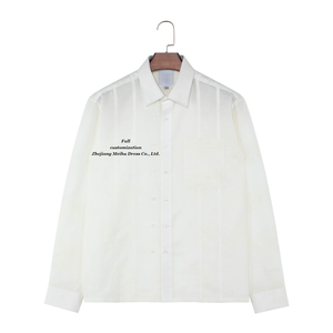 Camisa <span class=keywords><strong>Guayabera</strong></span> Mexicana Cubana para Hombre, Camisa de Lino de Manga Larga para Bodas, Negocios y Trabajo - Product Image 1
