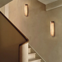 Lampe murale LED en bois et marbre de style français, luxe léger, moderne et minimaliste, pour chambre à coucher, salon, entrée, avec commande tactile et à distance, à intensité variable