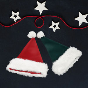 कस्टम यूनिसेक्स लघु प्लश xमास सजावट सजावट सजावट सजावट क्लासिक लाल सफेद मखमल क्रिसमस सांटा टोपी - Product Image 4