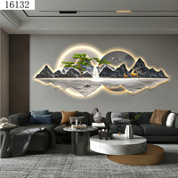 Décoration intérieure Impression de paysage de luxe Peintures modernes en porcelaine cristal clair en verre Art mural 3D à DEL