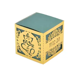 Ganesh fil kişiselleştirilmiş tasarım lazer kesim hindu düğün favor kutusu