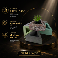 Pot à plantes succulentes en béton géométrique triangulaire, surface lisse, pot décoratif pour bureau et maison
