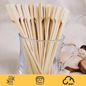 Bâtonnets plats jetables en bambou de haute qualité avec logo personnalisé, brochettes biodégradables pour fêtes - Product Image 5
