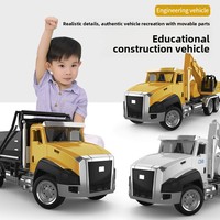 Set Mainan Kendaraan Rekayasa Logam Truk Pemadam Kebakaran Excavator Model Mobil Alloy Skala 1:1500 Fungsi Tarik Mundur Hadiah Sempurna untuk