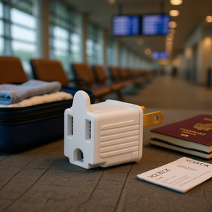 Adaptateur de voyage universel Volteck, boîte de conversion, blanc, adaptateur de prise 3 vers 2 avec 6 pièces et sac de transport pour une utilisation internationale 100-240 - Product Image 2