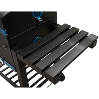 Barbecue portable moderne pour camping et pique-nique, avec étagère latérale unique, grand fumoir en fer thermolaqué et grille de maintien au chaud