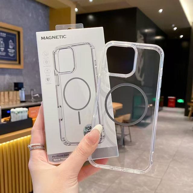 Popular Transparent Color Shockproof Magnet Clear Covers 16 Plus 15 14 Mobile Cover Magnetic Phone Cases for Iphone 17 Pro Max