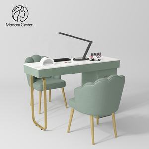 Mesa de Manicura Moderna de Lujo Madamcenter, Escritorio con Dos Asientos <span class=keywords><strong>para</strong></span> <span class=keywords><strong>Manicuristas</strong></span>, Multi-Almacenamiento, Ecológica, Duradera, Fácil de Limpiar, Belleza de Uñas - Product Image 1