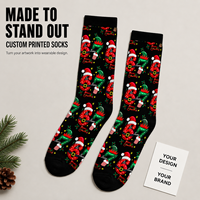 Chaussettes de sport personnalisées Mushafier OEM pour adultes - Chaussettes sans couture respirantes à séchage rapide absorbant la transpiration résistantes aux déchirures à impression numérique