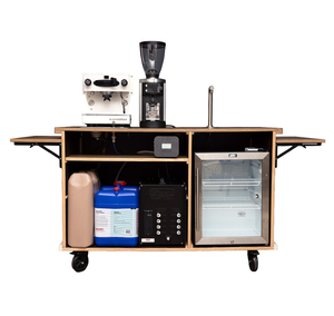 Houten afneembare draagbare 4-wielige fastfood-snack-koffiekar <span class=keywords><strong>bar</strong></span> mobiele winkel kan in de autokoffer worden geplaatst - Product Image 2