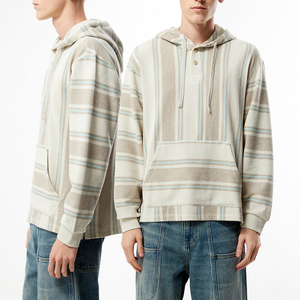 Sweat-shirt à capuche KingSen pour homme, style vintage, rayé, en tissu éponge, coupe ample, respirant, mélange de coton, avec cordon de serrage, pour un usage quotidien décontracté - Product Image 1