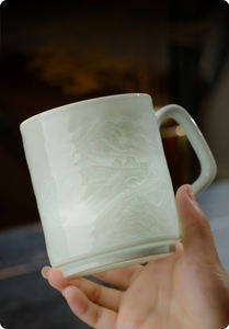 Taza de Porcelana de Jingdezhen con Relieve Chino, Color Verde Sombra, para Hogar u Oficina, de Alta Gama, Gran Capacidad, con Caja de Regalo para Personas Mayores - Product Image 2