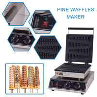 Gaufrier Professionnel Électrique 4 Gaufres en Forme d'Arbre en Acier Inoxydable avec Contrôle de la Température et du Temps