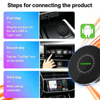 PlayAiBox Android 15 Boîtier AI sans fil CarPlay Qualcomm 6350 8 Go + 128 Go Réseau 5G pour Netflix/YouTube Prise en charge de la mise en miroir d'écran