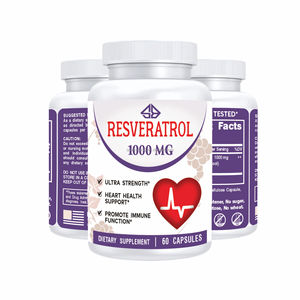 Cápsulas Dietéticas de Resveratrol 1000 mg, 60 Unidades, Extracto Herbal para Apoyo Inmunológico y Salud del Corazón en Adultos, OEM - Product Image 1