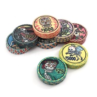 Jetons de poker en céramique personnalisés DIA DE LOS MUERTOS 10g 39mm de haute qualité, jetons de casino multi-tailles pour jeux de hasard