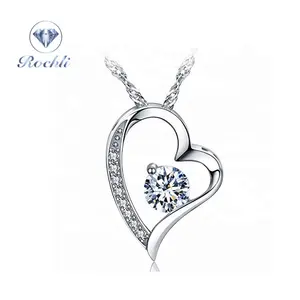 925 Silver Crystal Heart Shape Lover Pendant for Woman Wedding Gift and Birthday Gift Silver Necklace