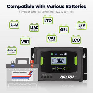 High Performance <strong>20A</strong> Mini <strong>12V</strong> 24v off Grid Hybrid Mppt Solar Charge Control <strong>Controller</strong> LED Display WIFI APP for LiFePO4 Battery - Product Image 3