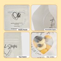 Pochette plate personnalisée imprimée avec fenêtre transparente, sac en plastique à fermeture éclair Mylar, emballage blanc à trois soudures latérales pour l'emballage alimentaire
