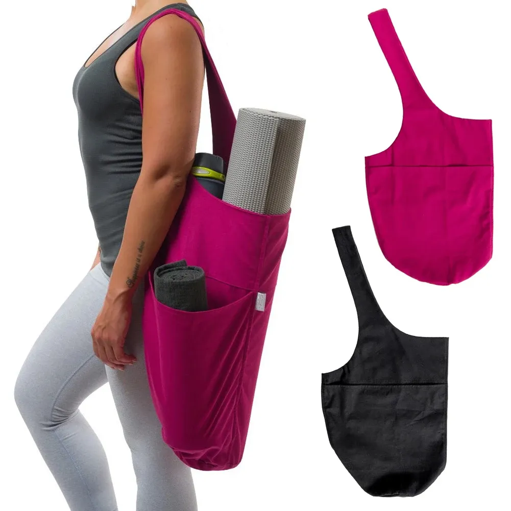 Bolsa para esterilla de Yoga de un hombro, soporte para alfombrilla de gran capacidad, portador de mano, bolsillos con cremallera, bolsa de Fitness lavable portátil, plegable, nuevo