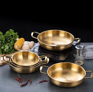 Antiaderente coreano Budae-Jjigae in acciaio inox doppio orecchio campeggio all'aperto fornello da cucina padella per Paella pentola per pentole - Product Image 3