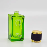 Flacon de parfum vide en verre vert rectangulaire de 50 ml, conception ODM OEM