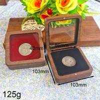 Boîte en bois massif de noyer sculptée pour pièces commémoratives de dix centimètres, coins arrondis, pour pièces d'argent, de dollar, de or et de cuivre