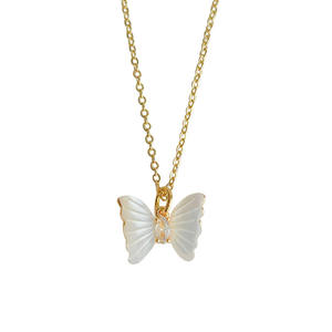 Collier vintage plaqué or véritable 18 carats, chaîne de clavicule papillon <span class=keywords><strong>en</strong></span> coquillage médiéval, accessoire rétro haut de gamme tendance - Product Image 4
