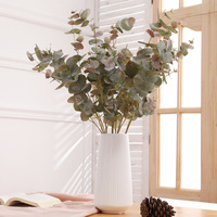 Tanaman Buatan Daun Eucalyptus Simulasi Multi-Head, Cabang Tunggal dan Ganda, Dekorasi Daun Uang untuk Hari Ibu dan Tahun Baru