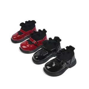 Zapatos de tacón de moda con logotipo personalizado para niñas, calzado ligero y suave de punto PU