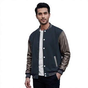 Veste de baseball streetwear pour hommes, personnalisable avec logo, broderies de haute qualité, manches en cuir, vente en gros OEM - Product Image 1