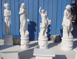 Statues en marbre blanc naturel grandeur nature personnalisées de haute qualité Statue quatre saisons Sculpture de dame en marbre avec base - Product Image 2
