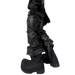 DiZNEW <span class=keywords><strong>pantaloni</strong></span> da <span class=keywords><strong>uomo</strong></span> stile Hip Hop stile personalizzato <span class=keywords><strong>pantaloni</strong></span> larghi <span class=keywords><strong>in</strong></span> <span class=keywords><strong>pelle</strong></span> <span class=keywords><strong>nera</strong></span> per gli uomini - Product Image 3