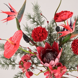 Bouquet de proteas artificielles rouges en soie PVC pour la décoration de la maison et des mariages - Product Image 4