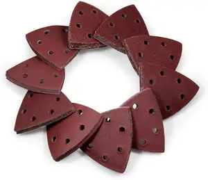 PANGEA Sanding Sheets 90*90mm 6 Hole Triangle Sandpaper Aluminum Oxide Hook & Loop Abrasive Sanding Disc For Wood Sanding