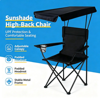 Chaise de pêche pliante portable robuste et légère avec accoudoirs, auvent et porte-gobelet pour le camping, les activités de plein air, les pique-niques, la plage et la pêche