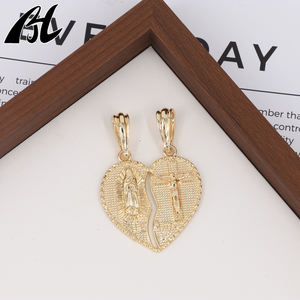 Vierge Marie Coeur Christ <span class=keywords><strong>Te</strong></span> Amo Split Pendentif 18K Or Laiton Bijoux Chaîne Laminado Oro Laminado Laiton Bijoux Croix Charmes - Product Image 1