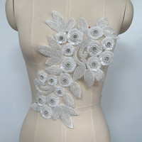 Applique de broderie perlée, patch de sequins, motif de fleur en strass pour robes de mariée, robes de soirée