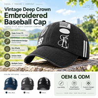 Casquette de baseball vintage personnalisée à calotte profonde, brodée en coton, réglable, pour le sport, protection solaire, unisexe, commandes en petites séries