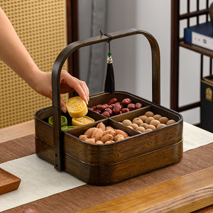 New Chinese style fruit platter, afternoon tea snack platter, <b>bamboo</b> tray for home use, snacks, candy, tea set, dried fruit - Product Image 1