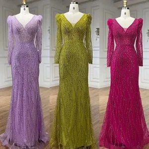 Serena collina musulmana blu sirena in rilievo abiti da sera abiti 2024 LA71931 personalizzati - Product Image 3