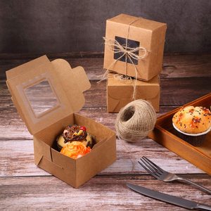 Scatole di imballaggio regalo marrone con vetrina per pasticcini, biscotti, piccole torte, torta, Cupcakes e altro ancora (4x4x2.5 pollici) - Product Image 6