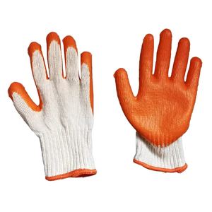 Guanti da lavoro di sicurezza con finitura giallo arancio con punta delle dita rinforzata con doppio palmo in lattice liscio - Product Image 6